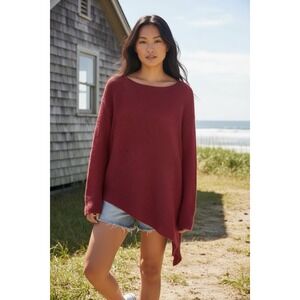 WOODEN SHIPS Sweater Womens Small Medium Knit Pullover Lightweight Asymmetrical